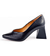 Черни кожени дамски обувки с ефектен ток Linela-3 снимка