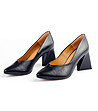 Черни кожени дамски обувки с ефектен ток Linela-4 снимка