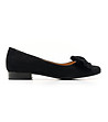 Черни кожени дамски обувки с панделка Yara-0 снимка