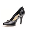 Черни дамски кожени обувки със сребристи детайли Gia-2 снимка