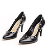 Черни дамски кожени обувки със сребристи детайли Gia-3 снимка