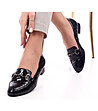 Черни дамски кожени обувки с кроко релеф Flavia-0 снимка