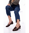 Кафяви дамски кожени обувки с кроко релеф Flavia-0 снимка