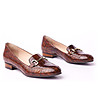 Кафяви дамски кожени обувки с кроко релеф Flavia-3 снимка