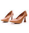 Кафяви дамски кожени обувки на ток Tassia-3 снимка