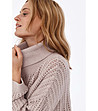 Дълъг дамски бежов пуловер Winti-2 снимка