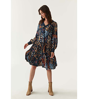 Рокля в преобладаващо тъмносиньо и бежово Trida  снимка