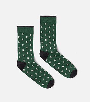 Зелени мъжки чорапи с принт долари Lucky снимка