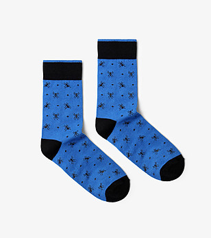 Сини мъжки чорапи с принт паяци Spider снимка