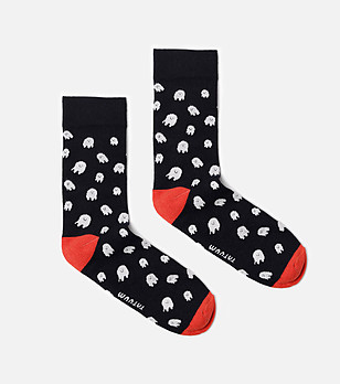 Черни мъжки чорапи с бял принт Ghostly снимка