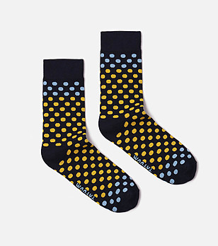 Черни чорапи с принт на жълти точки Manuel снимка