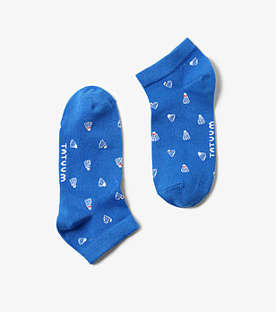 Къси мъжки чорапи в синьо с бял принт Marek снимка