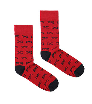 Червени мъжки чорапи с принт рамки Gliso снимка