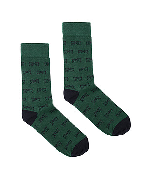 Зелени мъжки чорапи с принт рамки Gliso снимка