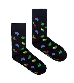 Черни мъжки чорапи с принт зеленчуци Jim снимка