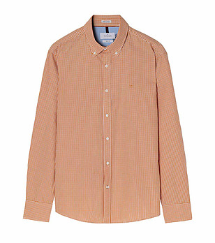 Мъжка памучна риза в оранжево и бяло Firstie снимка