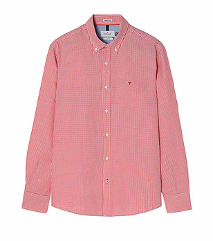 Мъжка памучна риза в червено и бяло Firstie снимка