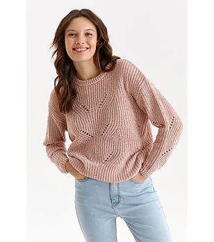 Дамски пуловер в цвят пудра Karra снимка