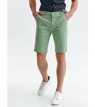 Светлозелени мъжки памучни къси панталони Sandro снимка
