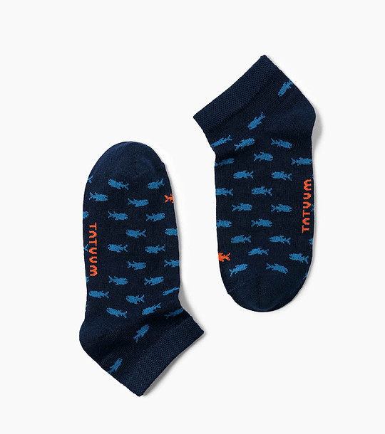 Мъжки сини чорапи с контрастен принт Rino снимка