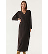 Тъмнокафява дълга рокля Aspena с колан-0 снимка