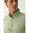 Мъжка памучна риза в зелено и бяло Firstie-2 снимка