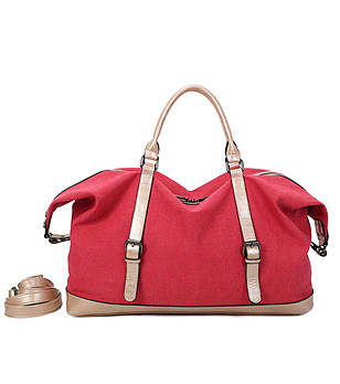 Червена чанта за път с контрастни детайли Vina снимка