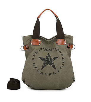 Дамска раница в цвят каки с щампа Xenia снимка