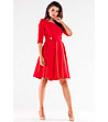 Елегантна рокля в червен нюанс с декоративни копчета Scarlet-2 снимка