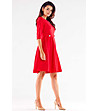 Елегантна рокля в червен нюанс с декоративни копчета Scarlet-3 снимка