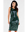 Стилна рокля с лъскав ефект Shamala в зелен нюанс-0 снимка