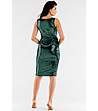Стилна рокля с лъскав ефект Shamala в зелен нюанс-1 снимка