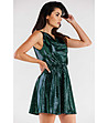 Ефектна зелена рокля с лъскав ефект  Holly-4 снимка