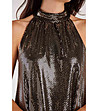 Ефектна рокля обшита с лъскав ефект Monica в цвят старо злато-3 снимка