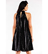 Ефектна черна рокля с лъскав ефект Monica-1 снимка