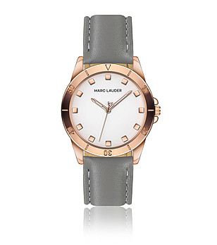 Дамски розовозлатист часовник със сива каишка Verona снимка