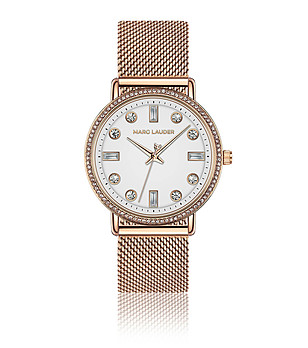 Розовозлатист дамски часовник с бял циферблат Monaco снимка