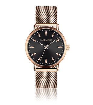 Розовозлатист часовник с черен циферблат Bologna снимка