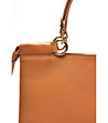 Дамска чанта от естествена кожа в цвят коняк Lina-3 снимка