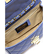Лилава дамска кожена чанта с ромбоидни шевове Nita-4 снимка