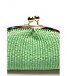 Зелена дамска клъч чанта от слама Ksenia-3 снимка