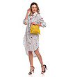 Жълта дамска кожена чанта естествен велур с ресни Via-0 снимка