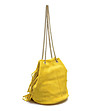 Жълта дамска кожена чанта естествен велур с ресни Via-2 снимка