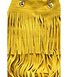 Жълта дамска кожена чанта естествен велур с ресни Via-3 снимка