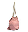 Розова дамска кожена чанта естествен велур с ресни Via-1 снимка