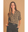 Бежова дамска блуза с леопардов принт-2 снимка