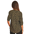 Дамска блуза в цвят каки с леопардов принт-1 снимка