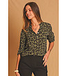 Дамска блуза в цвят каки с леопардов принт-2 снимка