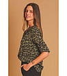 Дамска блуза в цвят каки с леопардов принт-3 снимка