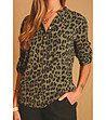 Дамска блуза в цвят каки с леопардов принт-4 снимка